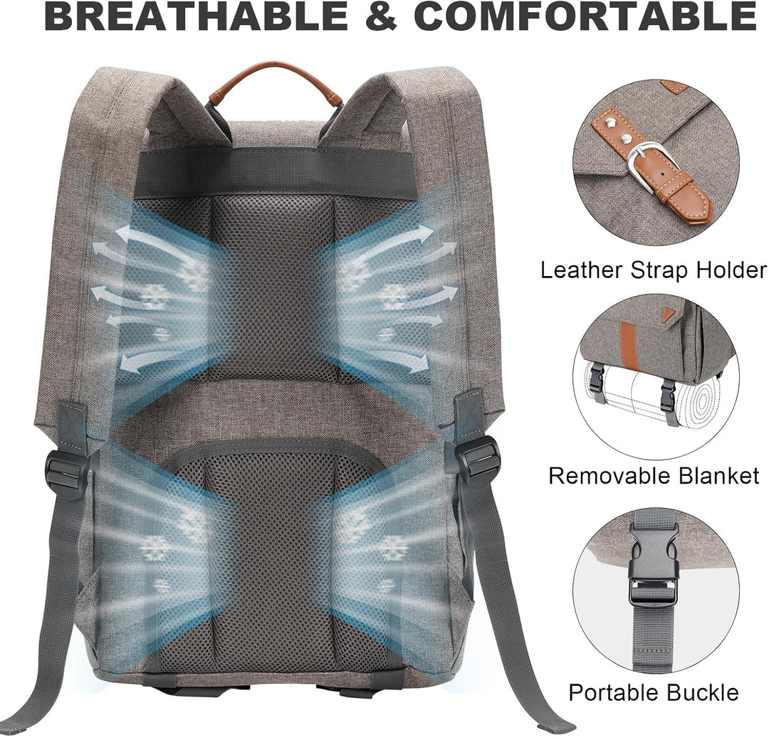 HappyPicnic Isolierter Picknickrucksack mit geräumigem Kühlfach, Flaschenhaltern und grossem wasserd