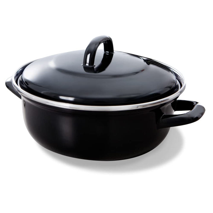 BK Fortalit Induktionsgeeigneter 28cm/4L Bratentopf aus emailliertem Stahl mit Deckel, backofen- und