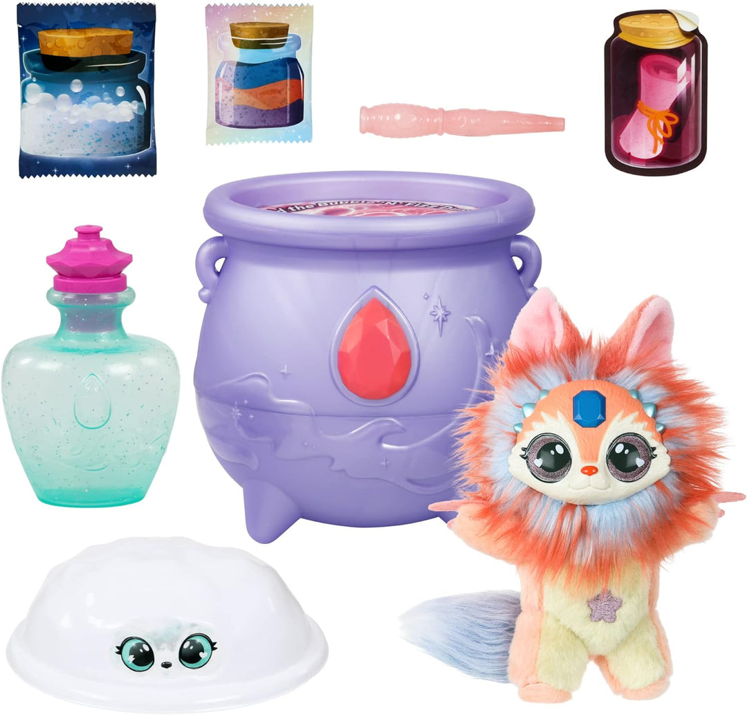 Magic Mixies Color Surprise Zauberkessel mit Plüschfigur, 6 verschiedenen Farbwechsel-Überraschungen