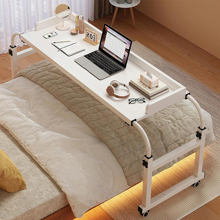 RCJCQSR Betttisch, Mobilitätstisch über Dem Bett, Laptoptisch Höhenverstellbar 65-95cm Mit Rollen, B