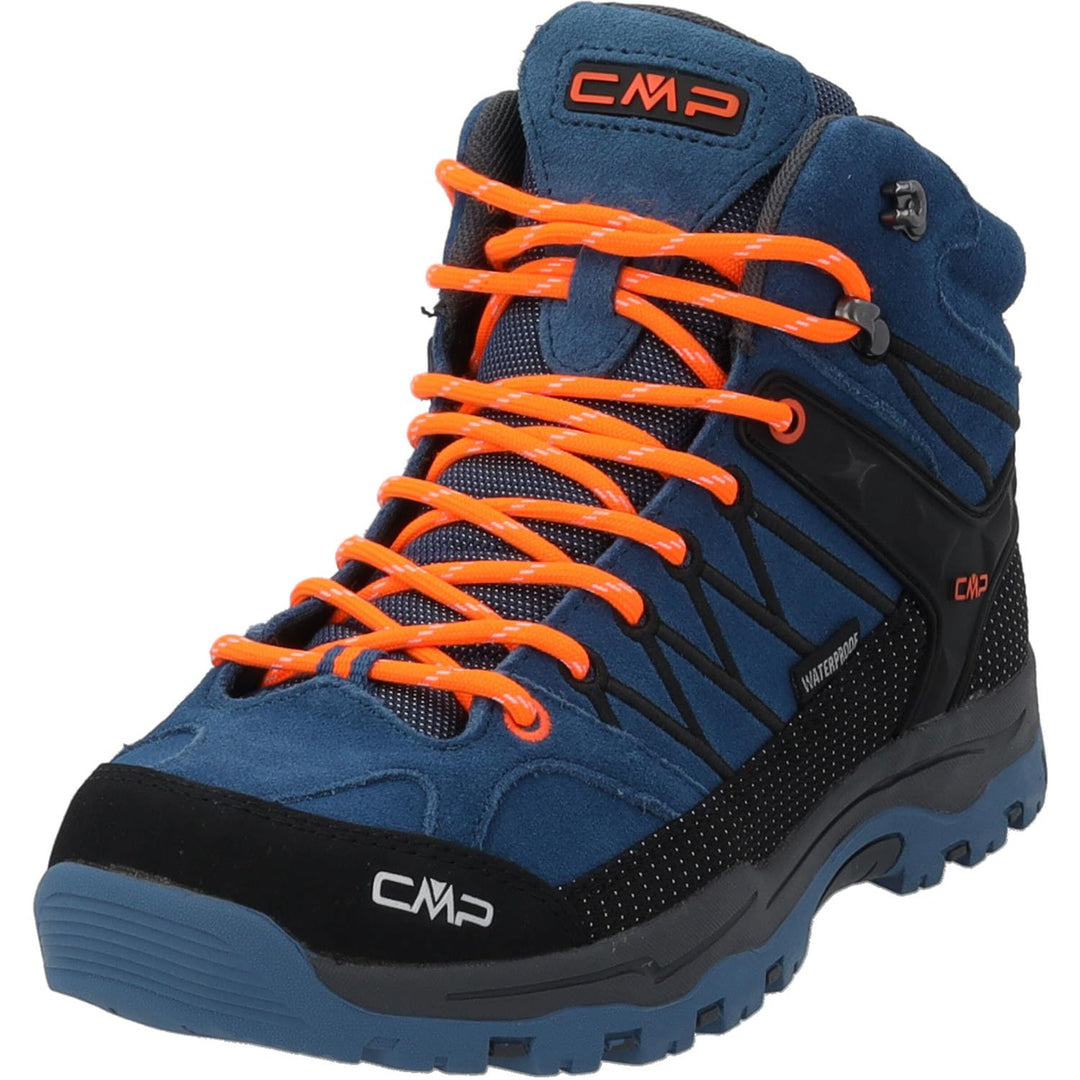 CMP Kids Rigel Mid Trekking Wp Walking Shoe, Dusty Blue Flash Orange, 35 EU