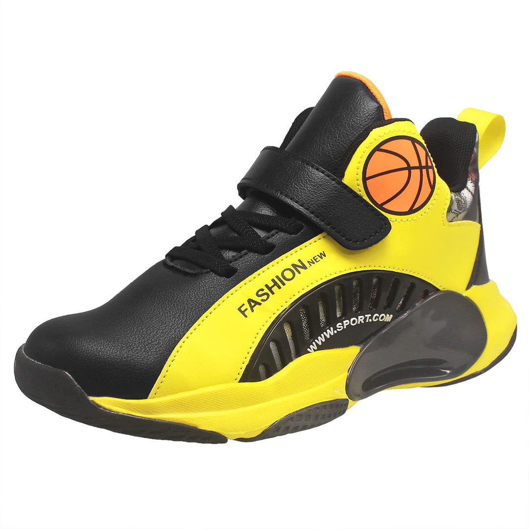 Turnschuhe für Jungen Kinder Sportschuhe mit Klettverschluss Grösse 30-40 31 EU Schwarz Gelb, 31 EU