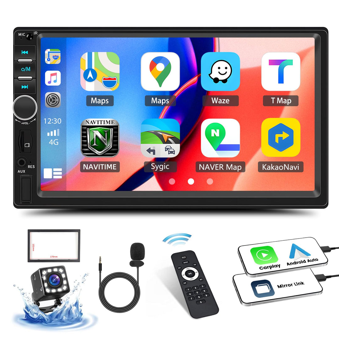 CAMECHO 2 Din CarPlay Autoradio mit Apple CarPlay Android Auto, 7 Zoll Touch Bildschirm Auto Radio m