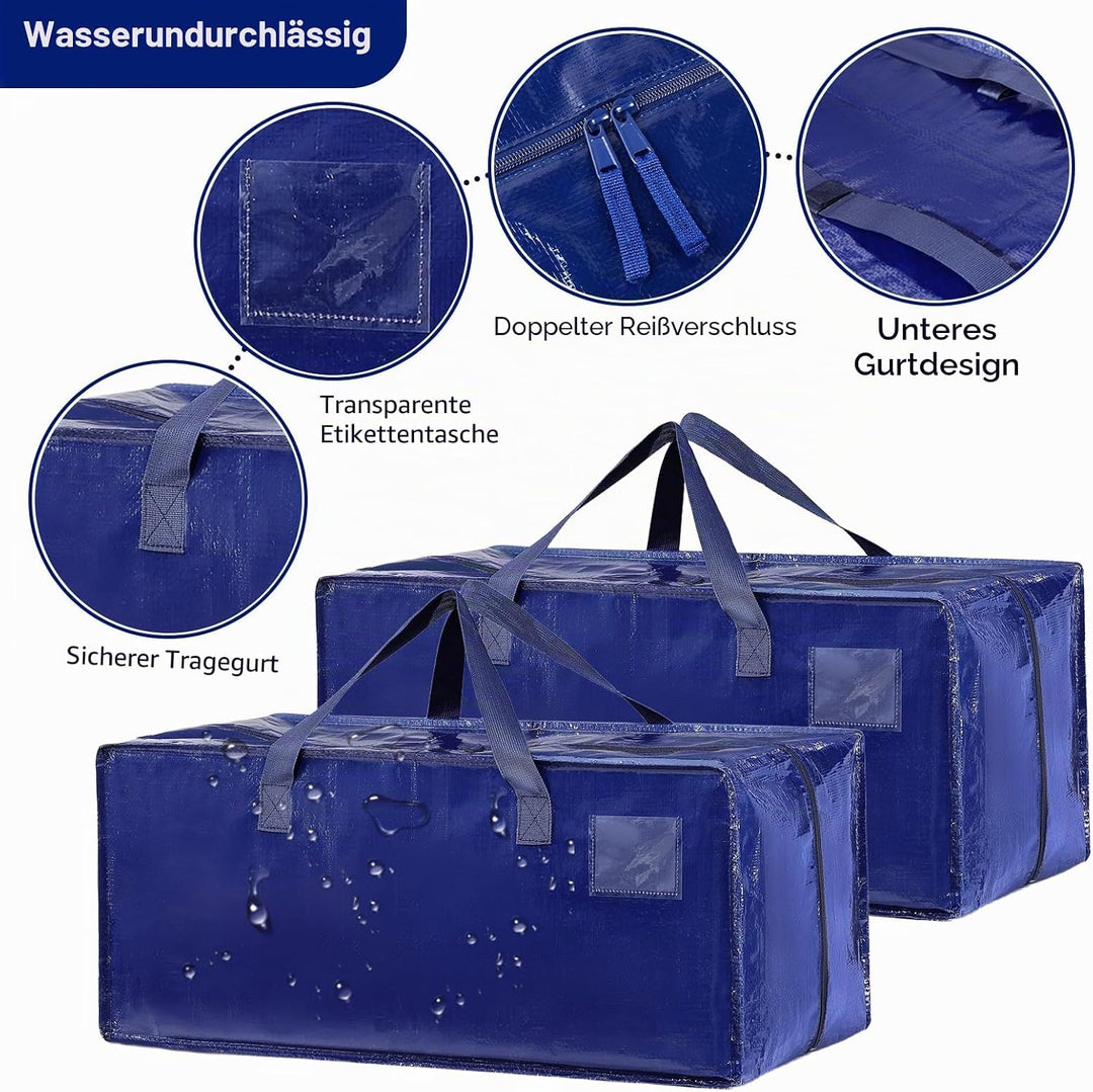 Dokeno 6 Stück 92L Aufbewahrungstasche, Grosse Umzugstaschen mit Rucksackgurten, Wasserdicht Aufbewa