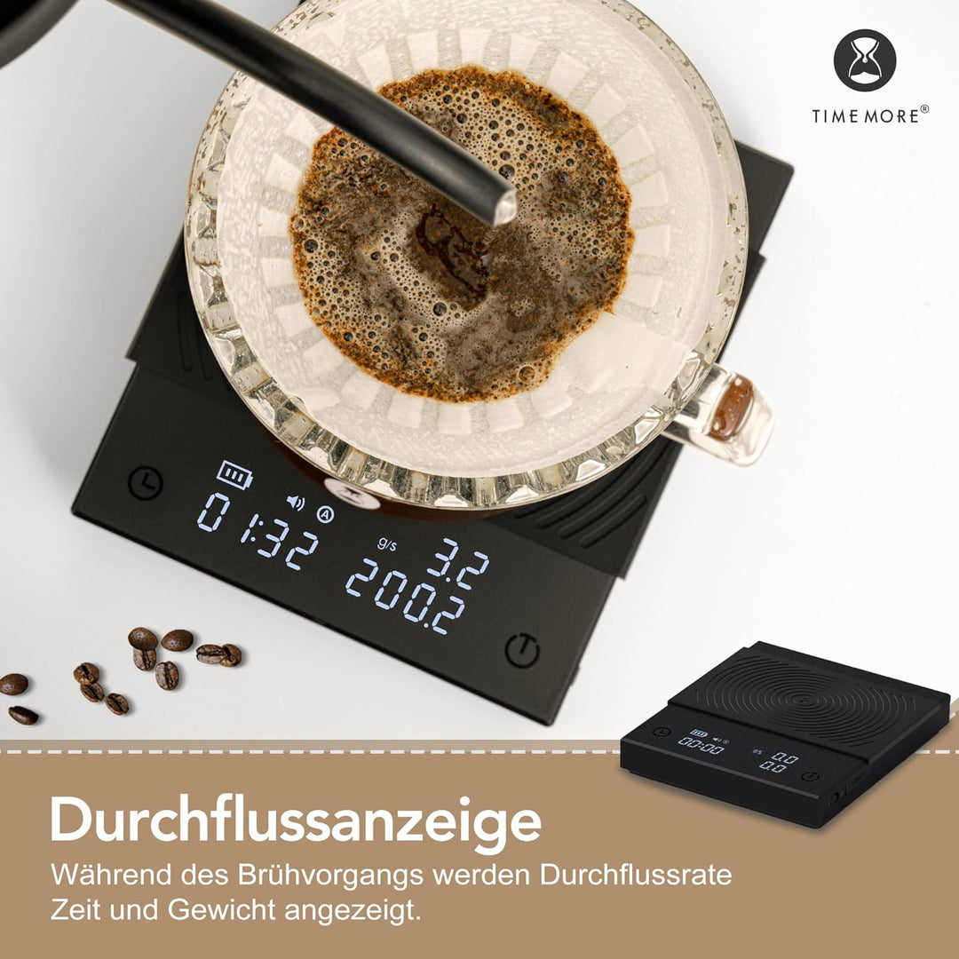 Black Mirror Basic 2, TIMEMORE Kaffeewaage mit Timer, Durchflusskontrolle, 0,1g Genauigkeit, mit aut