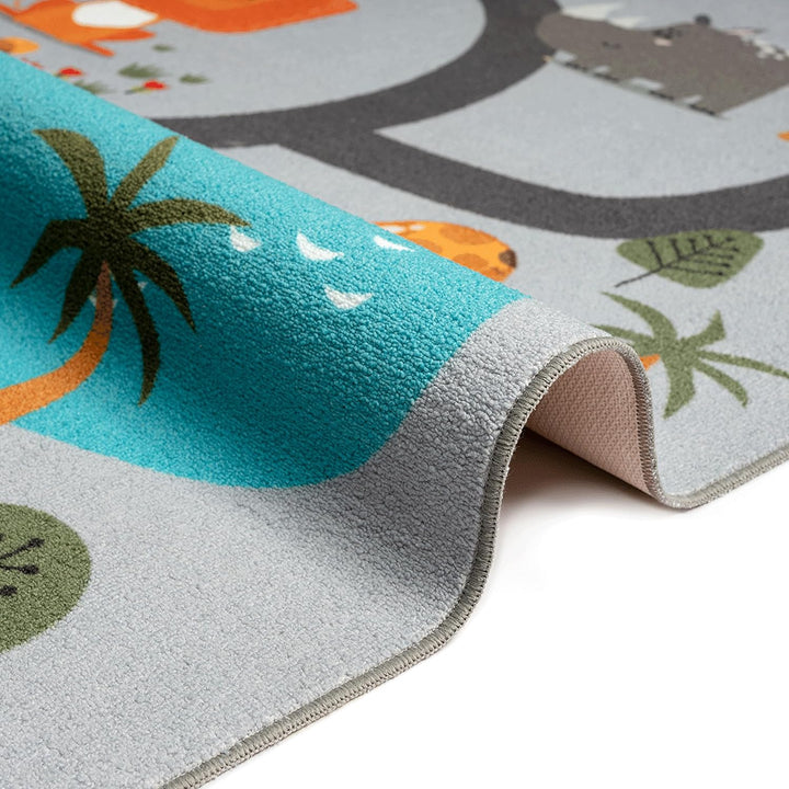 Teppich-Traum Kinderteppich Kinderzimmer Teppich waschbar rutschfest Spielteppich Safari Strassen Au