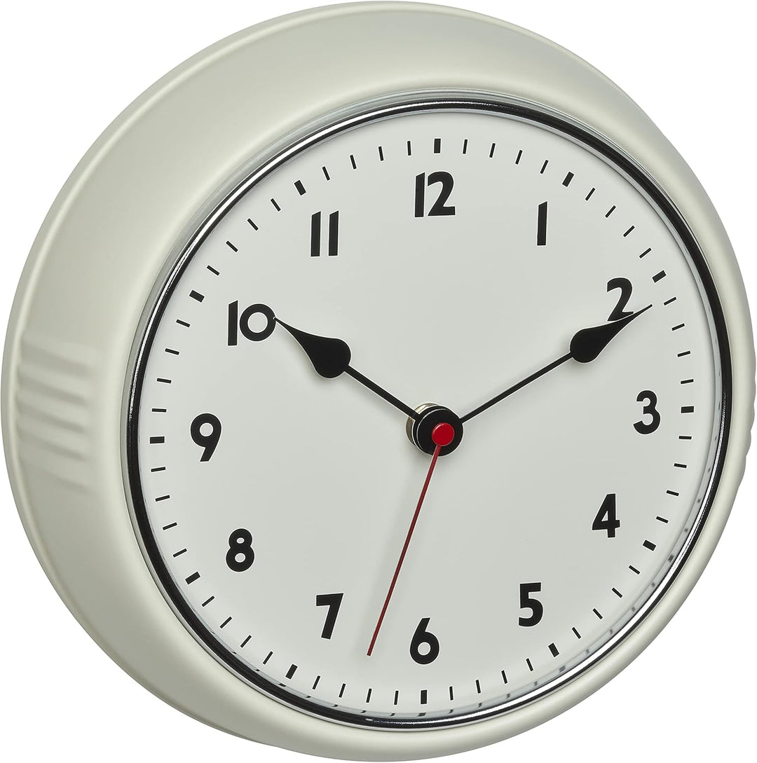 TFA Dostmann Retro Funk-Wanduhr, 60.3541.09, Vintage Uhr, analog, aus Metall, beige, (l) 240 x (b) 6