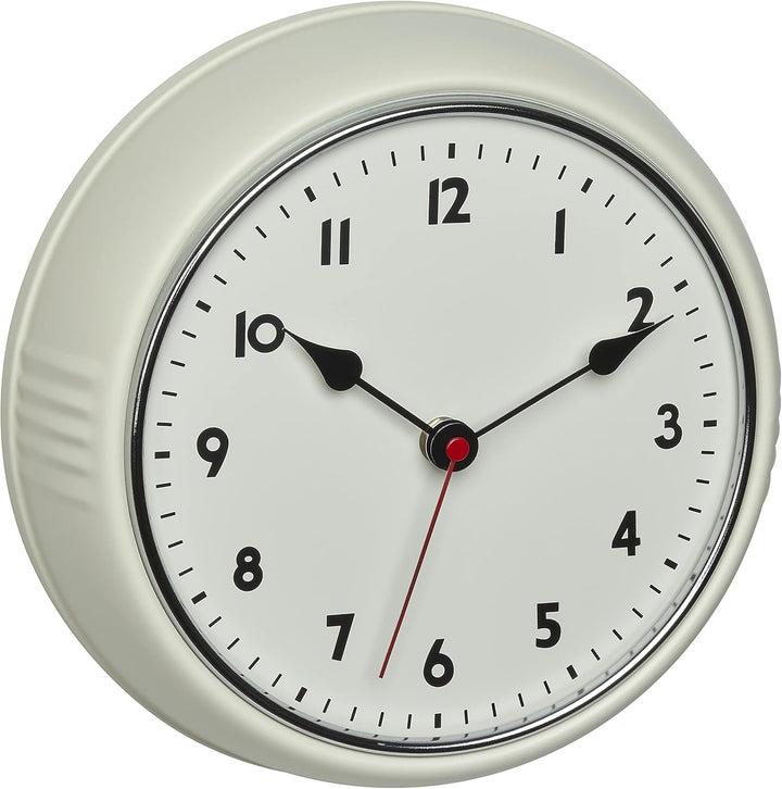 TFA Dostmann Retro Funk-Wanduhr, 60.3541.09, Vintage Uhr, analog, aus Metall, beige, (l) 240 x (b) 6