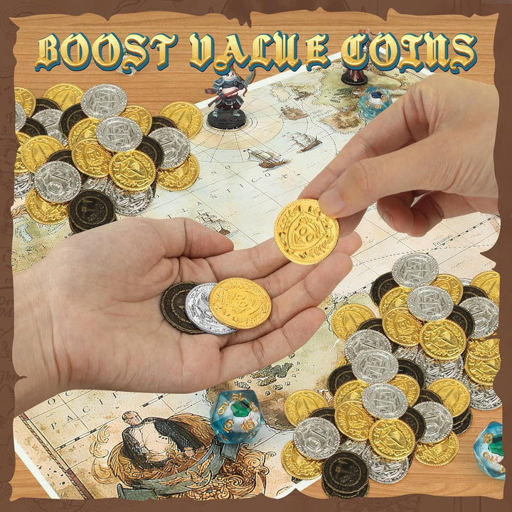 Byhoo 150 PCS Metall DND Münzen, 1,2“ Gold Silber Kupfer Token mit Nennwert für Brettspiel und Table