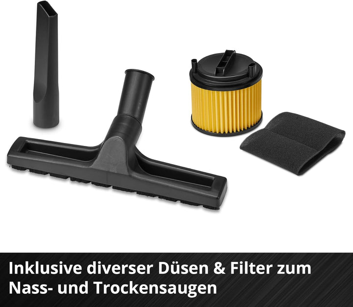 Einhell Nass-Trockensauger TC-VC 2555 (850 Watt, 180 mbar Saugleistung, 25 L Behälter, 4 Rollen, Tra