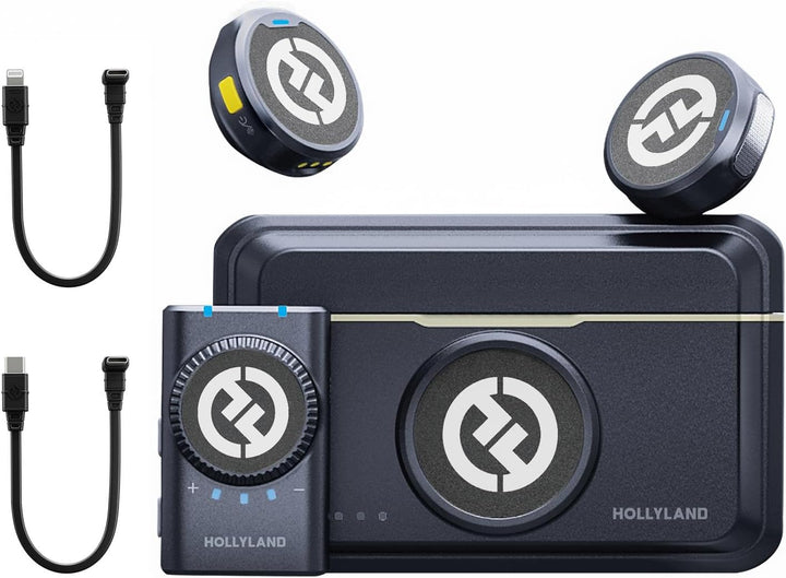 Hollyland Lark M2 Wireless Lavalier Mikrofon (2TX+1RX) für Kamera, iPhone, Android, PC, 48kHz/24 bit