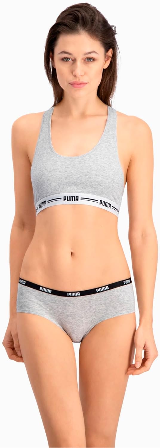 PUMA Damen Hipster Unterwäsche (3er Pack), XS White / Grey / Black