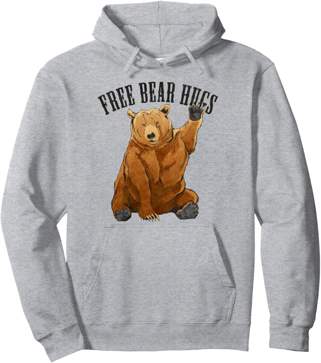Lustiges Camping Wandern Backpacking Grizzly - Free Bear Hugs Pullover Hoodie