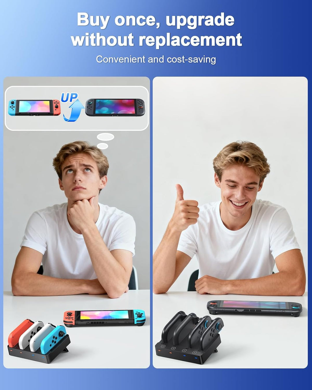 [Fit für Switch 2&1] 8 in 1 Controller Ladestation für Nintendo Switch 2/Switch1/OLED Modell Zubehör