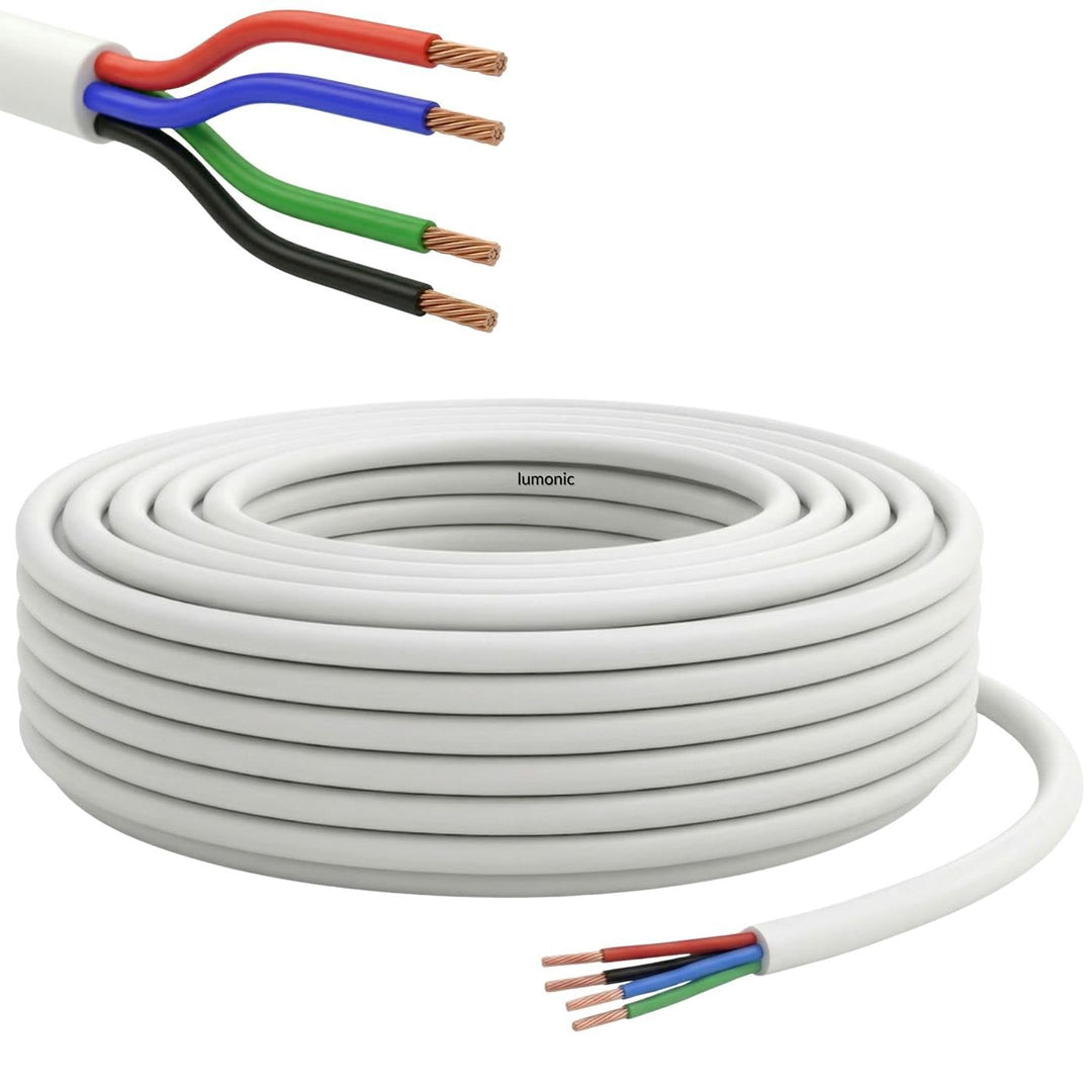 50m RGB LED Steuerleitung 4x 0,34mm² LiYY Verlängerung 4 adrig Stromkabel weiss 50m / 50 mètres Rgb