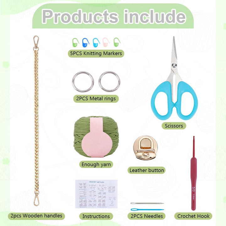 FREEBLOSS Häkelset Für Umhängetasche Strick Und Häkelset Für Handtaschen Mit Ketten Englische Anleit