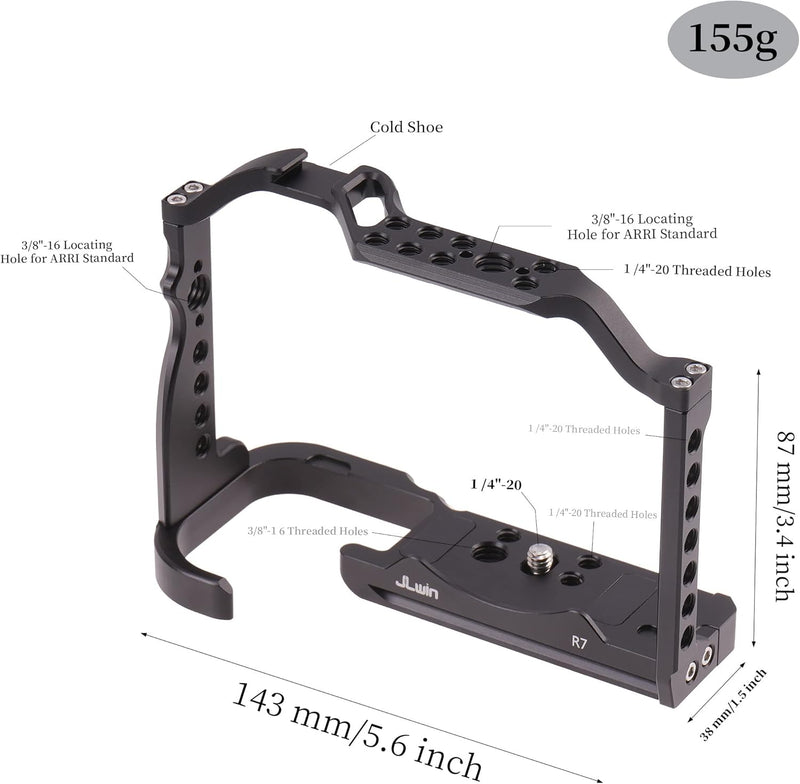 EOS R7 Cage, Hersmay Aluminium Kamerakäfig Camera Cage für Canon EOS R7 spiegellose Kameras, Vloggin