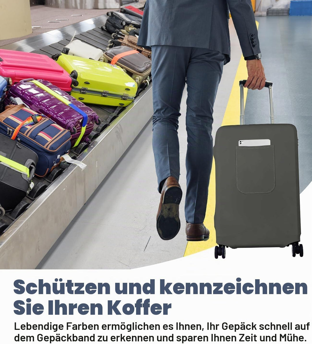 Morbuy Elastisch Kofferschutzhülle, Gross Kofferhülle Grau mit Reissverschluss, Suitcase Luggage Cov