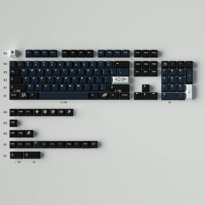 PBT Galaxy Tastenkappen 136 Tasten Dye-Sub Cherry Profile Blue Star Keycap Set Geeignet für 60/75/87
