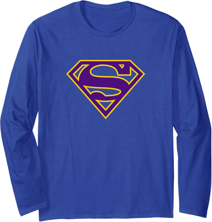 Superman Purple & Gold Shield Logo Langarmshirt