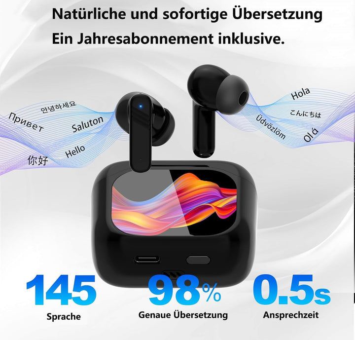 Ai Kopfhörer Übersetzer, Übersetzungskopfhörer, 144+ Sprachen Kopfhörer Übersetzer Echtzeit mit App,