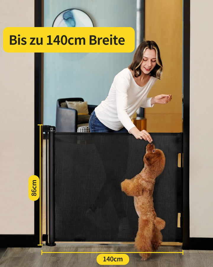 Retraktierbares Sicherheitsgitter für Babys & Haustiere– 2er Set – Extra Breit & Hoch, 0-140CM Türsc