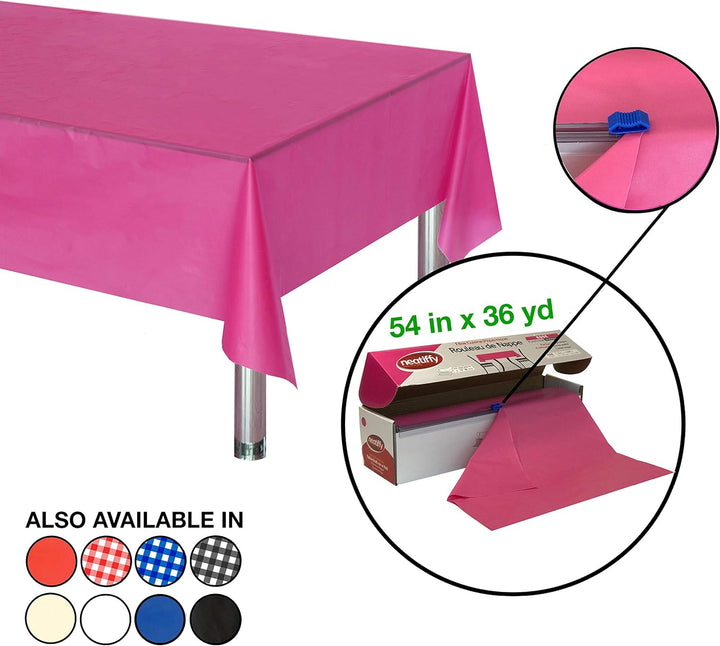 Neatiffy 137 cm x 30 m Einweg-Tischdecke aus Kunststoff, Party-/Bankett-Tischdecke, Tischdecken für
