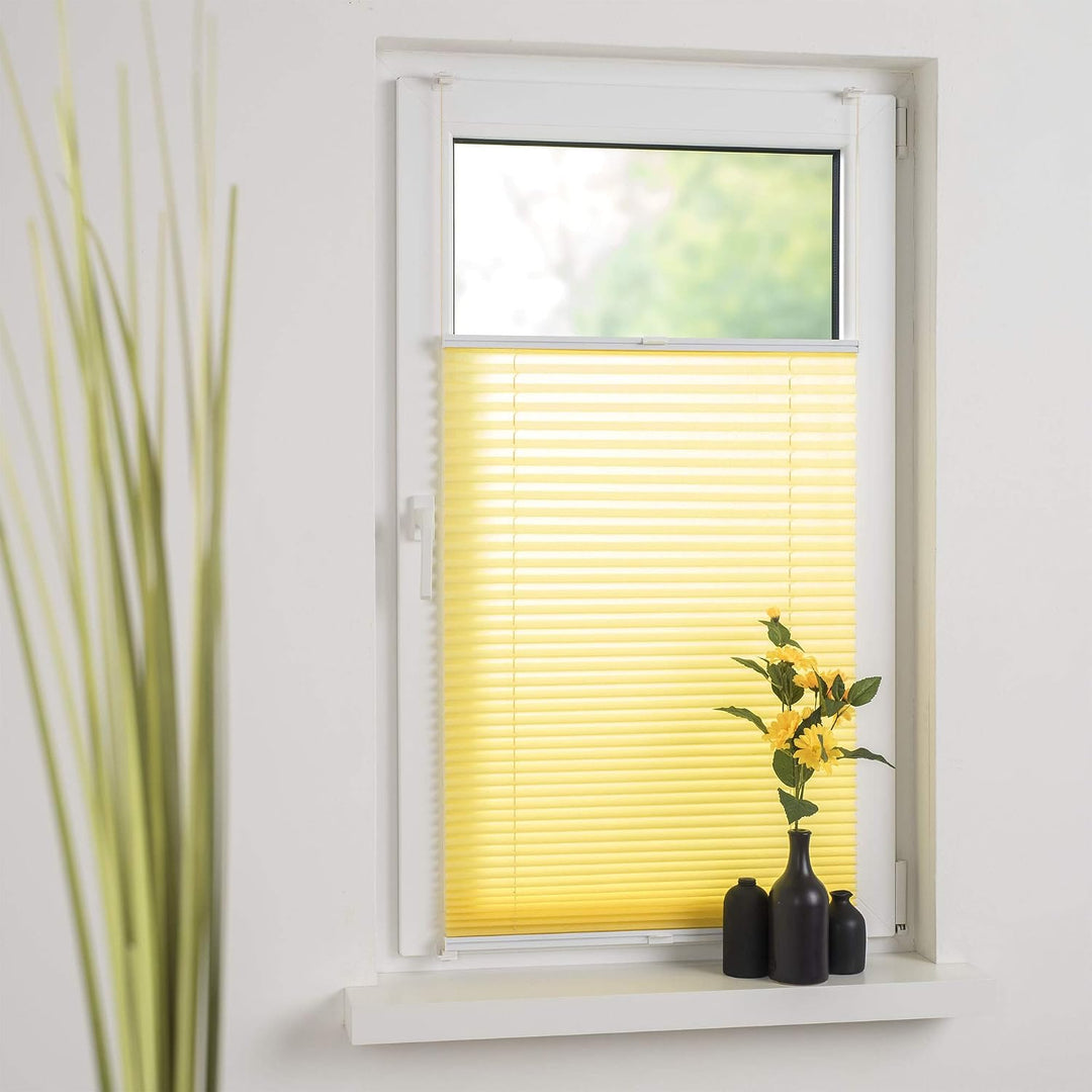 Liedeco® Plissee verspannt mit Klemmträger / 75 x 150 cm Lemon Yellow (gelb) (Breite x Höhe) / licht