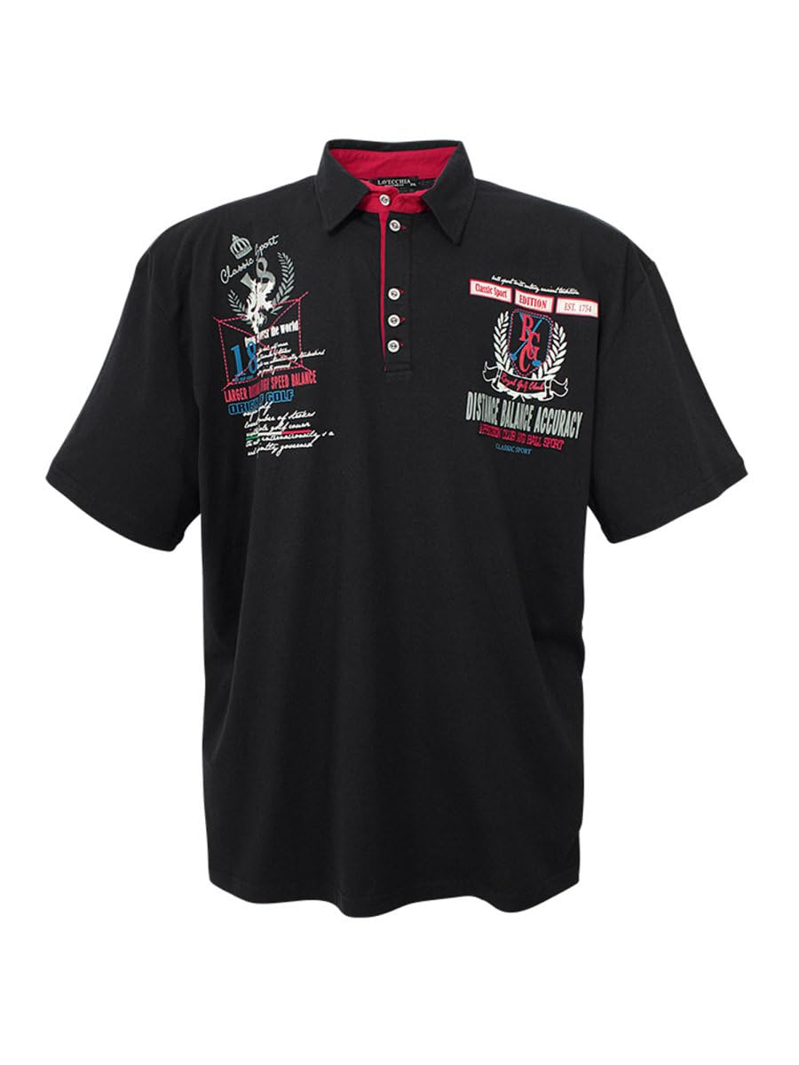 Lavecchia Übergrössen Poloshirt Herren Polo Shirts Kurzarm Shirt LV-2038 3XL Grosse Grössen Schwarz,