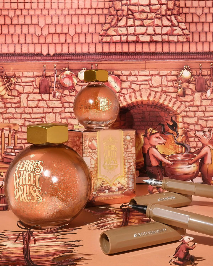Ferris Wheel Press Fountain Pen Ink, FerriTales Collection, Light Copper with Duochrome green/pink s