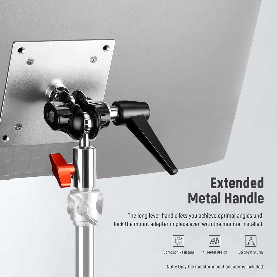 NEEWER Monitor Mount Adapter mit VESA Halterung, Aluminium Lichtstativ Adapter, Zwei 360° Kugelgelen