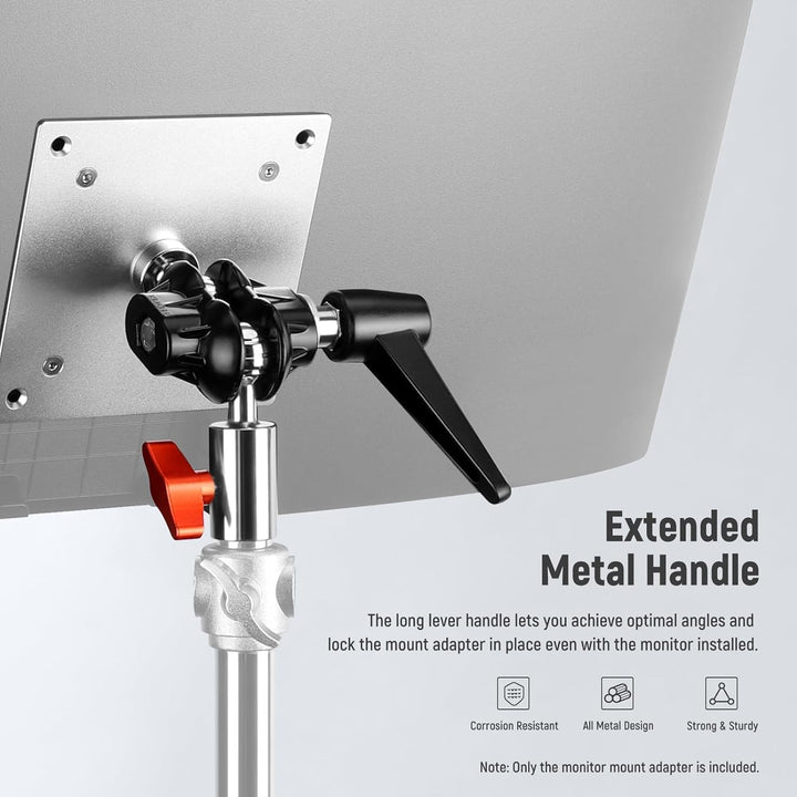 NEEWER Monitor Mount Adapter mit VESA Halterung, Aluminium Lichtstativ Adapter, Zwei 360° Kugelgelen