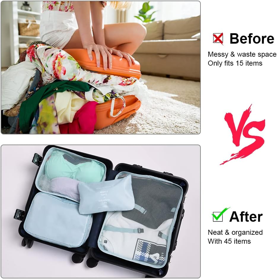 OSDUE Koffer Organizer Set 8-teilig, Packing Cubes, Wasserdichte Reise Kleidertaschen, Packtaschen f