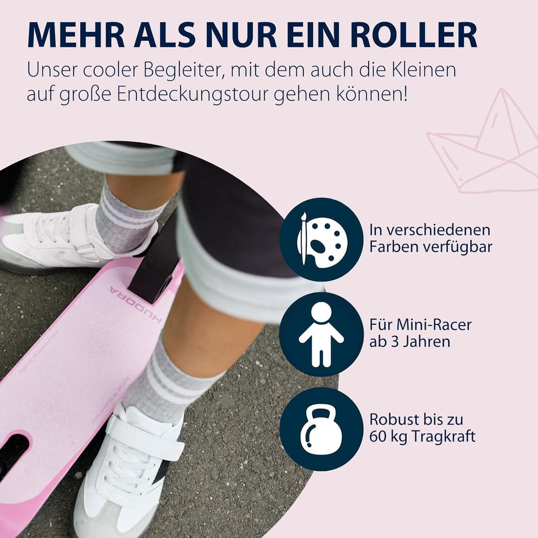 HUDORA BigWheel® 180 Advanced Junior - Hochwertiger & sicherer Kinder Roller ab 3 Jahre - Zusammenkl