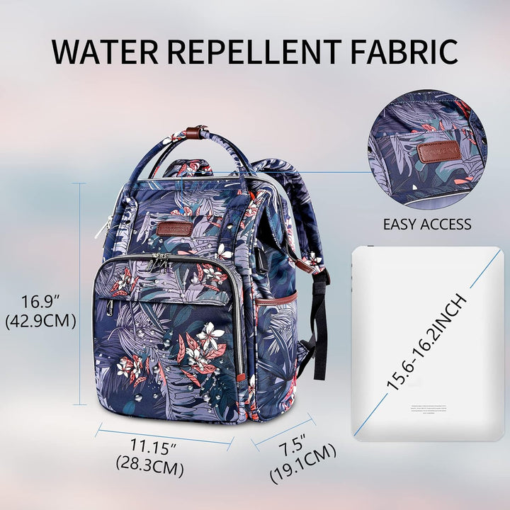 VANKEAN 15.6 Zoll Laptop Rucksack Damen Floral | Wasserdichter Schulrucksack Tagesrucksack Laptop Ta