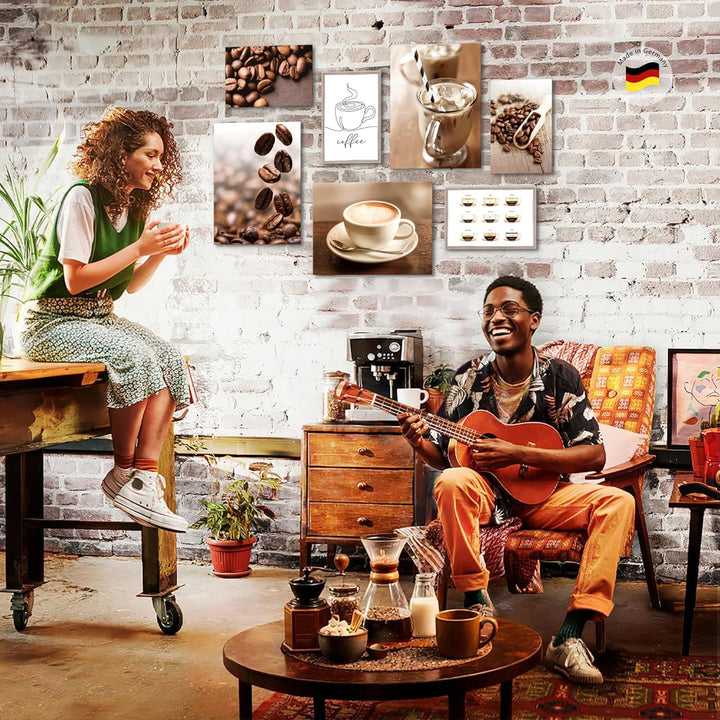 Novart Wandbilder Kaffee Küche - KOMPLETT AUFHÄNGFERTIG - Coffee Esszimmer Küchenbilder- 7 Moderne M