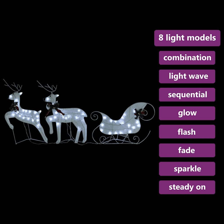 vidaXL Rentier mit Schlitten Weihnachtsdekoration 60 LEDs Outdoor Beleuchtet Dekofigur Weihnachtsdek