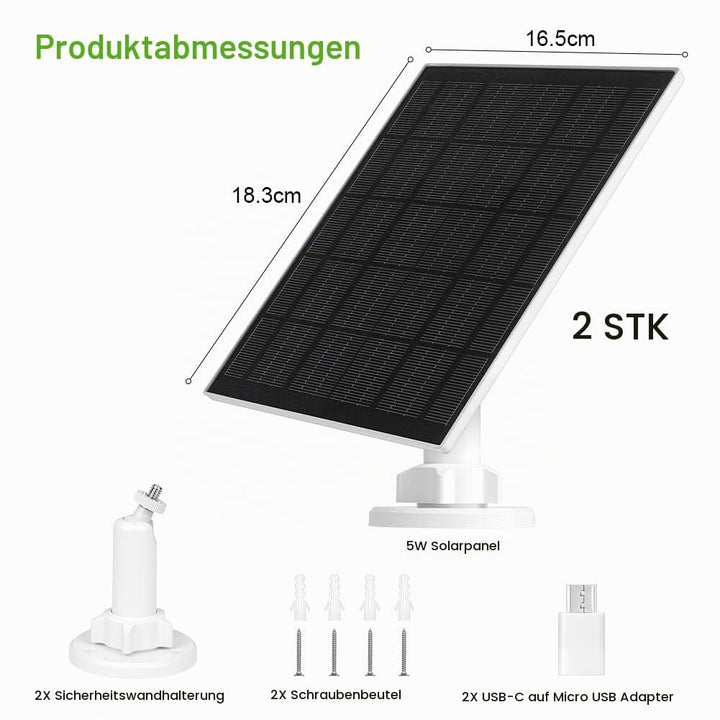 URAQT 2 Pack Solarpanel für Eufy kamera, 5W Kamera Solarpanel Kompatibel mit Eufycam, Solarmodul für