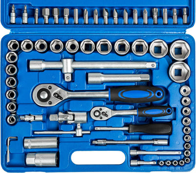 TecTake 94 TLG. Knarrenkasten Nusskasten Ratschenkasten 1/4 und 1/2 Zoll Steckschlüssel Set