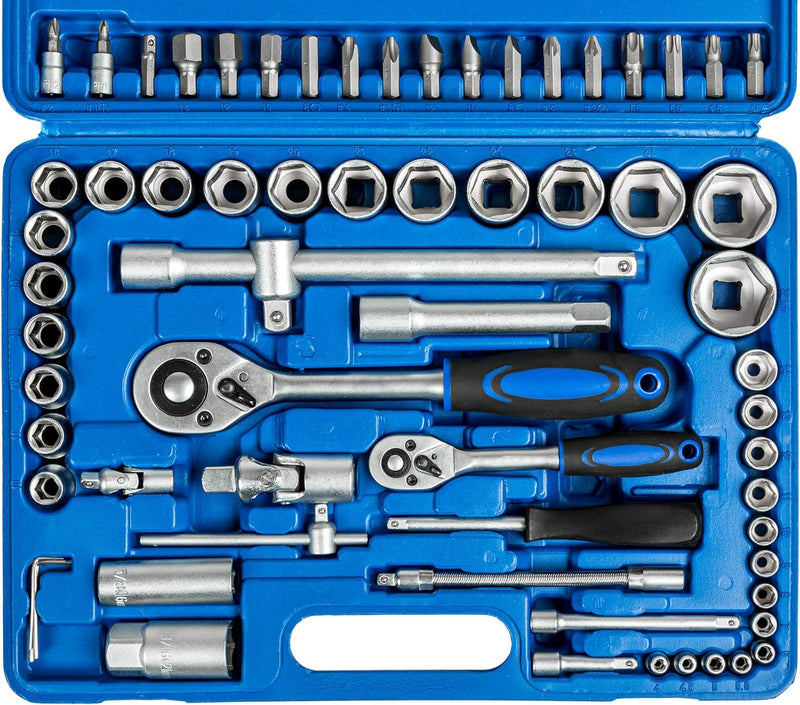 TecTake 94 TLG. Knarrenkasten Nusskasten Ratschenkasten 1/4 und 1/2 Zoll Steckschlüssel Set