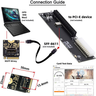 NFHK 2230 PCI-E4.0 M.2 M-Key auf Oculink SFF-8612 SFF-8611 Vertikaler Host-Adapter für NVME U.2 SSD