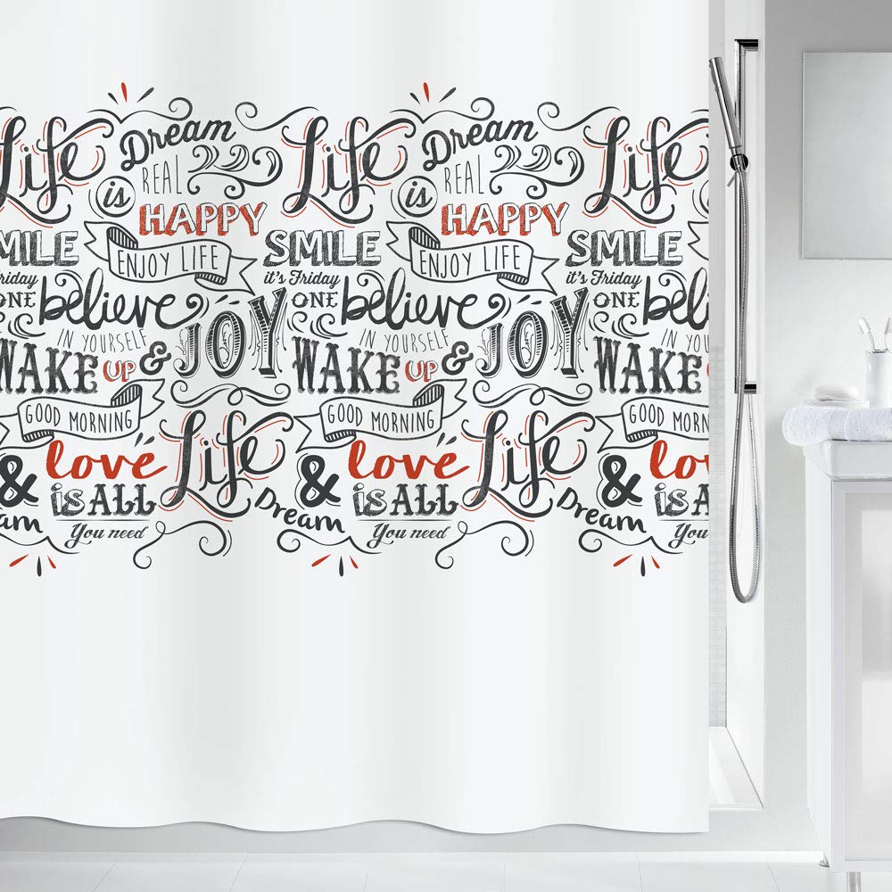 Spirella Anti-Schimmel Duschvorhang - Anti-Bakteriell, waschbar, wasserdicht, Polyester, „Lovejoy“ 1
