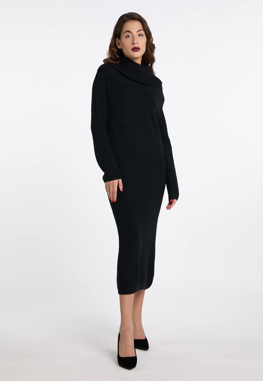 faina Damen Strickkleid tylin XS-S Schwarz, XS-S Schwarz