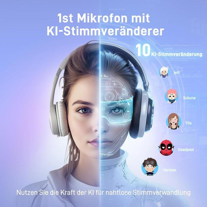 MAONO Mikrofon Kabellos für PC, Mikrofon PC mit Software-KI-Stimmänderung, 3-stufiger Rauschunterdrü