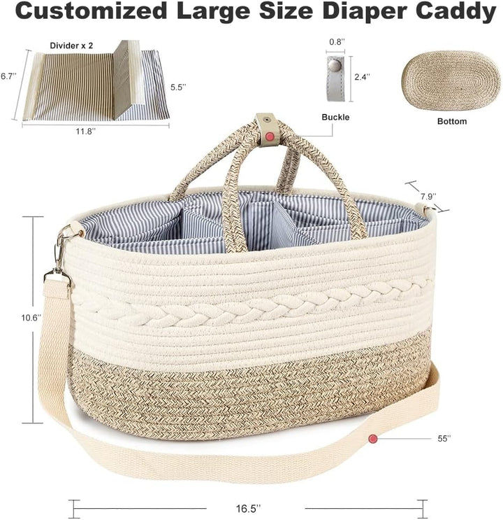 YeaYee Baby Windel Caddy Organizer，Multifunktionale Aufbewahrungsbox für Windeln， mit wechselbaren F
