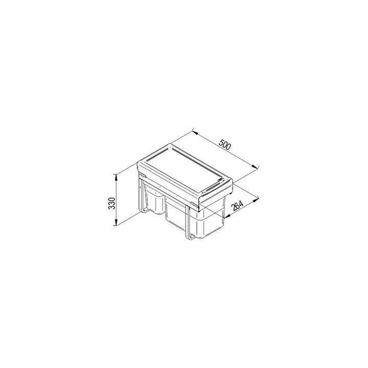REJS Einbau-Mülleimer für 30 cm Schrank 2-fach Abfallsystem mit Deckel Soft-Close & Vollauszug 1 x 1
