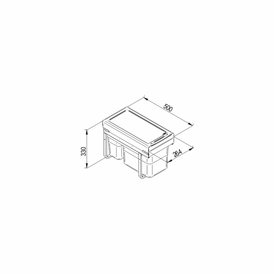 Einbau-Mülleimer für 30 cm Schrank 2-fach Abfallsystem mit Deckel Soft-Close & Vollauszug 26,4 x 50
