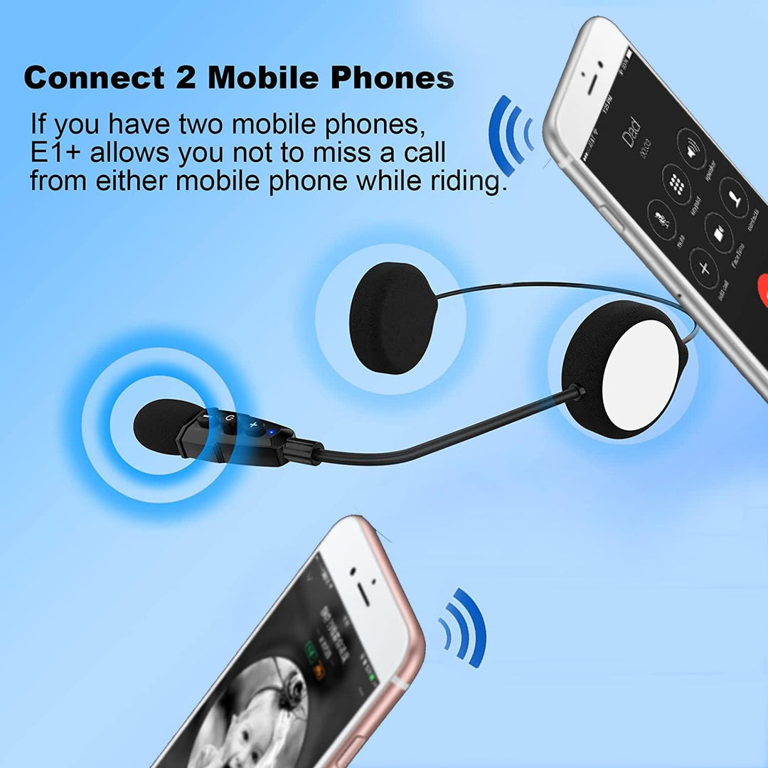 QSPORTPEAK Motorrad Helm Bluetooth 5.1 Headset, E1+ mit CVC-Geräuschunterdrückung Funktion und 3D-So