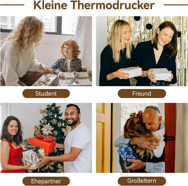 PeriPage Mini Aufkleber Thermodrucker, Tragbarer Mini Bluetooth Drucker, Taschen Thermodrucker für D