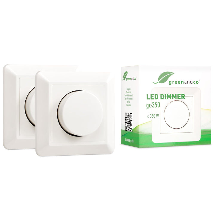 2x greenandco® gc-350 Unterputz LED und Halogen Dimmer 1-350 Watt, für Wechselschaltungen geeignet,